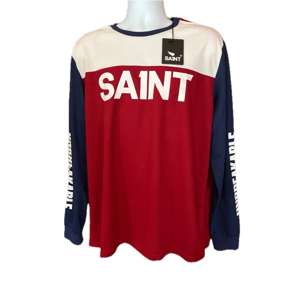 NWT!!! Sa1nt Red/Blue Motocross Top Men's Large MX Dirt Bike Jersey